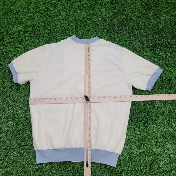 Vintage 80s MOD Terry Zip Sweatshirt Women Medium 19x23 Crop - Picture 3 of 9